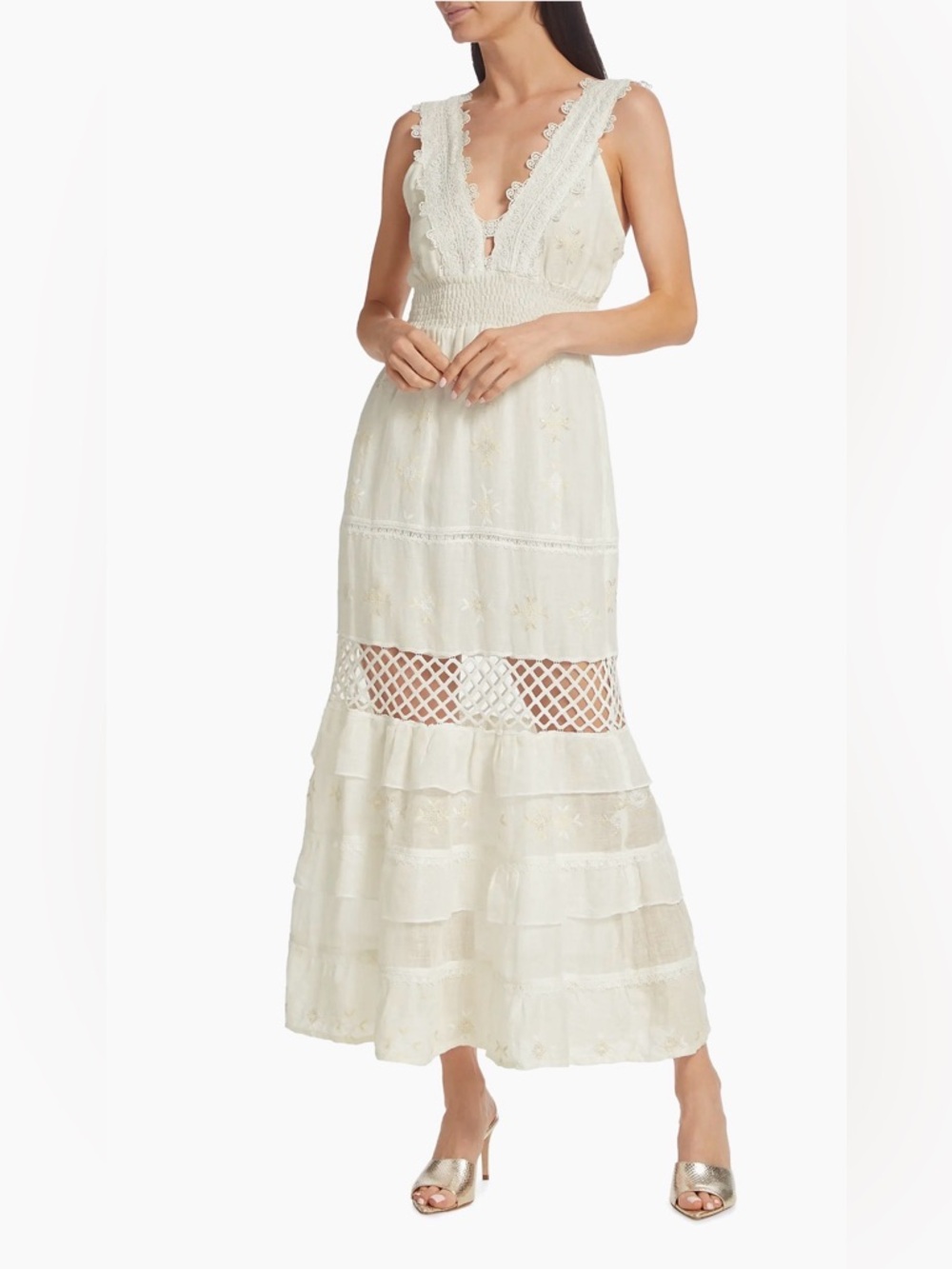 Queen Moda Marilina Maxi Dress Natural New with tag Size Small